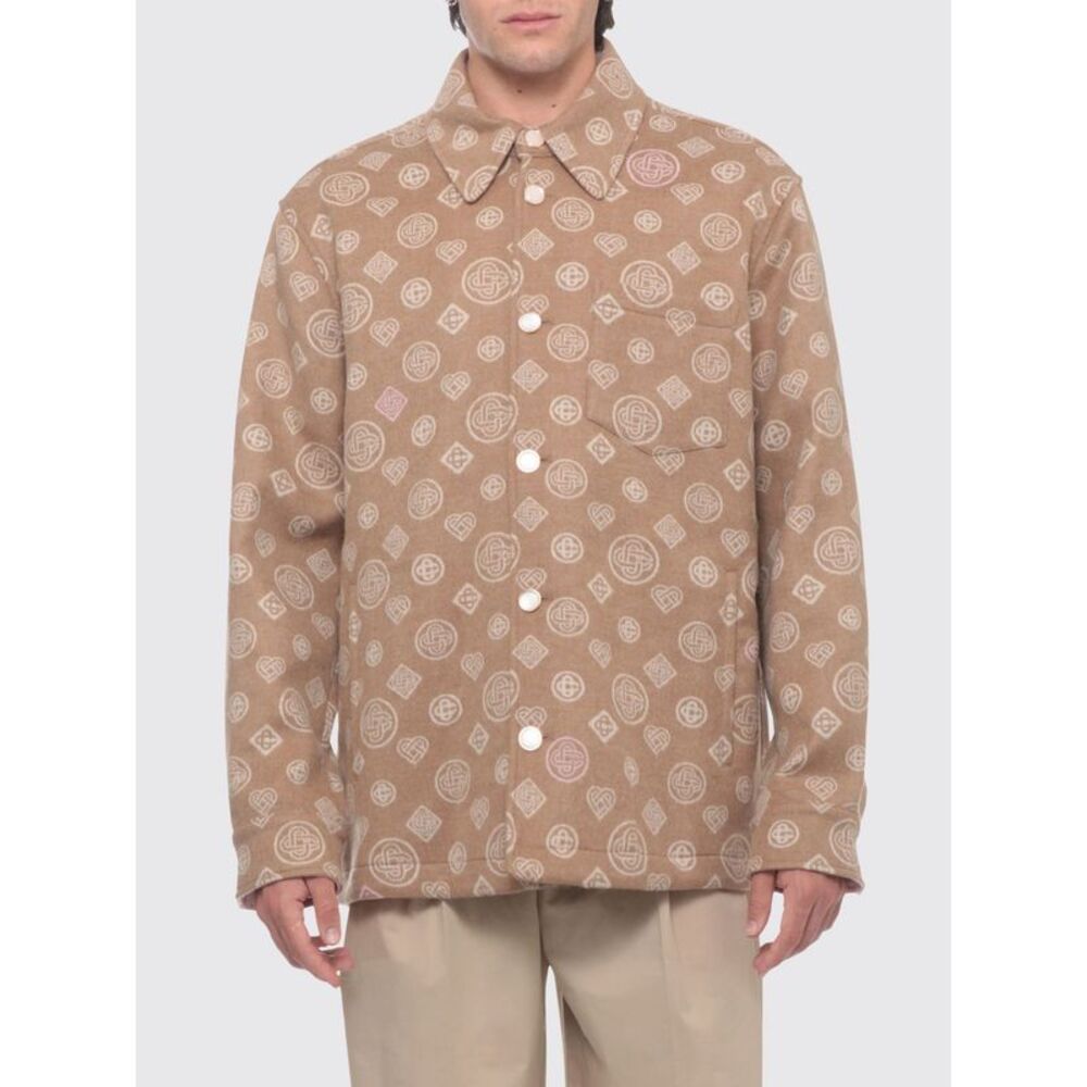 Casablanca Men Virgin Wool Shirt Jacket Casablanca With Contrasting Logo